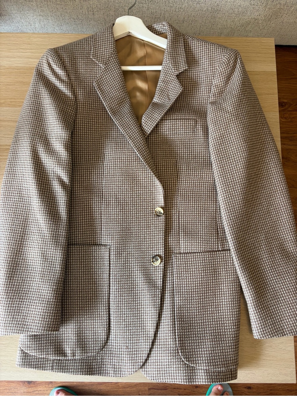 Yves Saint Laurent Brown Tan Houndstooth Blazer